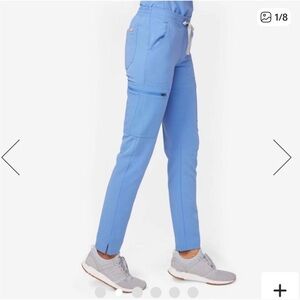 Figs Ciel Blue Yola Cargo scrubs — high waist